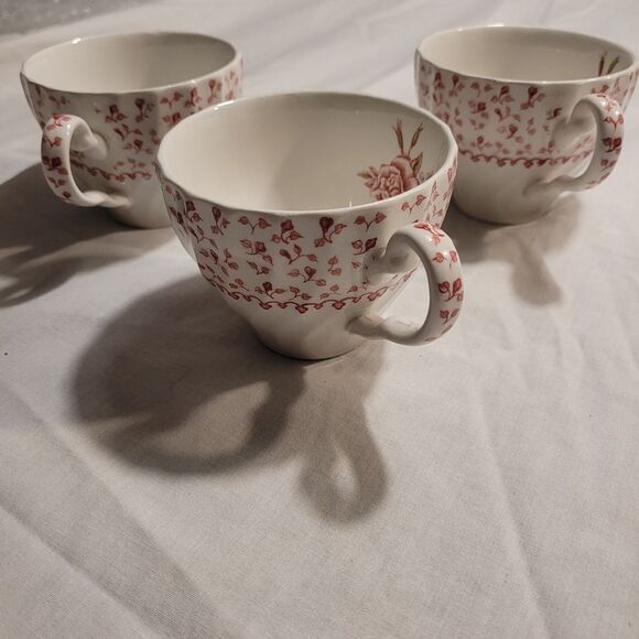 Vtg Johnson Brothers Made In England Rose Bouquet Pink Floral Tea Cups 3 Only - Picture 5 of 8